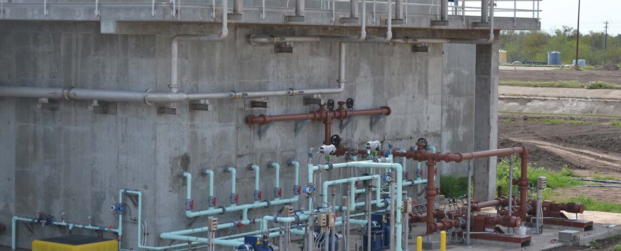digester basin exterior of building McAllen South Wastewater Plant